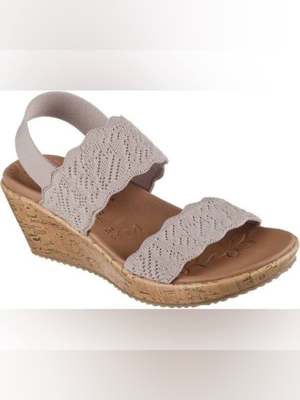 NWT Skechers Cali Beverlee Slingback Wedge Sandals Taupe SZ 11 Vegan Neutral